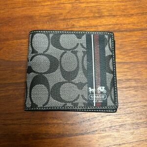 Coach Signature Black and Gray Card Holder
